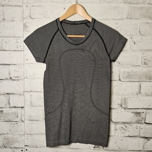 Lululemon Striped Short Sleeve Tee Black White Athletic Top